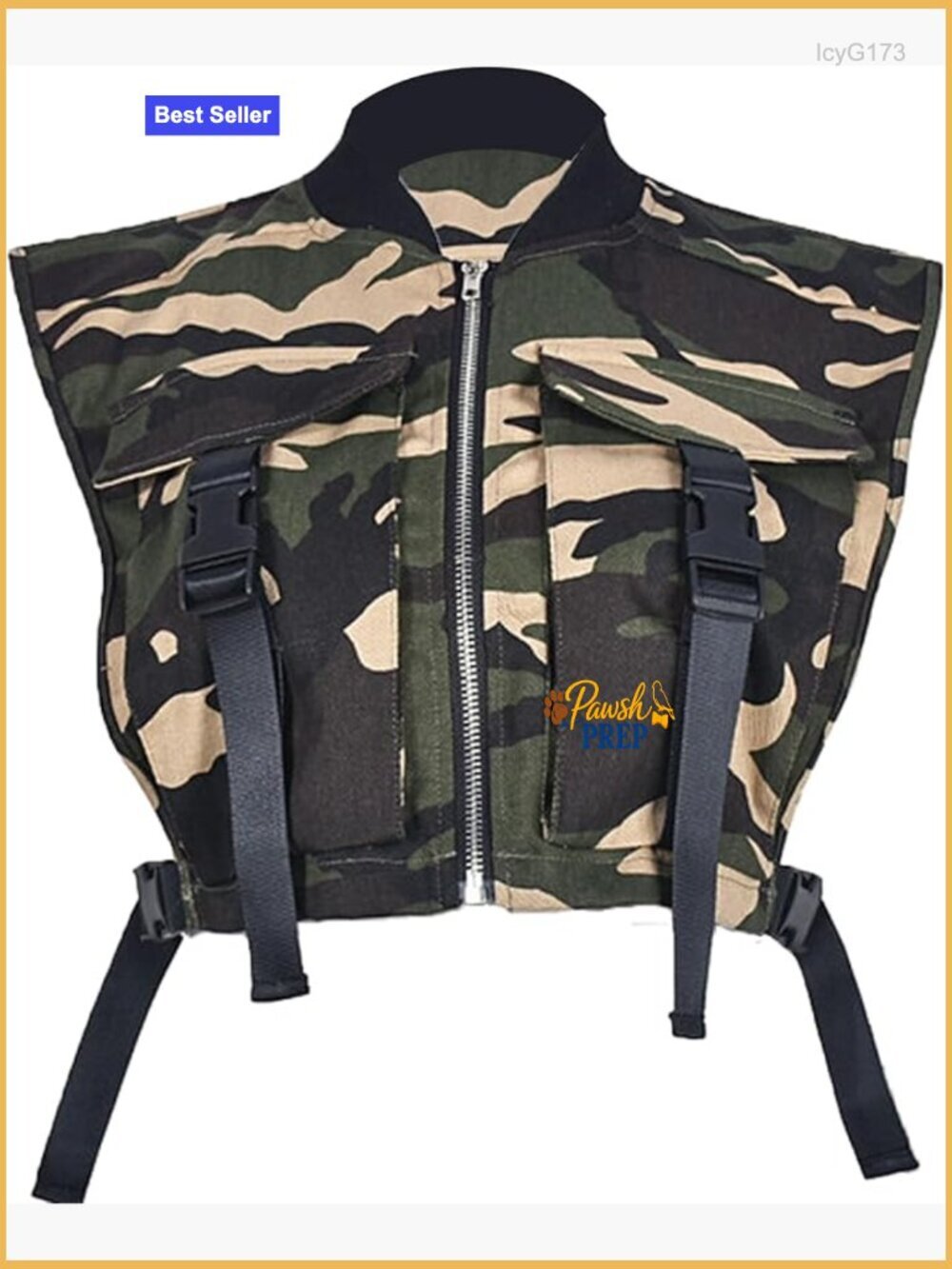 Sexy Sleeveless Crop Cargo Vest Zip Up Buckle Jacket Steampunk Streetwear with